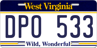 WV license plate DPO533