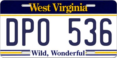 WV license plate DPO536