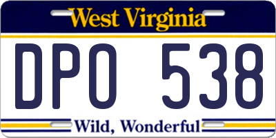 WV license plate DPO538