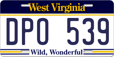 WV license plate DPO539