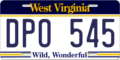 WV license plate DPO545