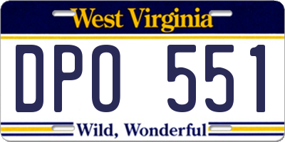 WV license plate DPO551
