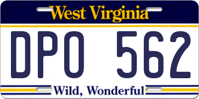 WV license plate DPO562