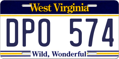 WV license plate DPO574