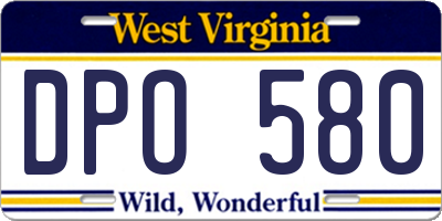 WV license plate DPO580