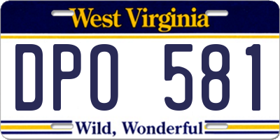 WV license plate DPO581