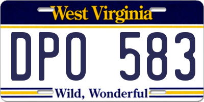 WV license plate DPO583