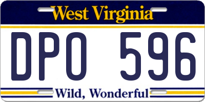 WV license plate DPO596