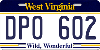 WV license plate DPO602