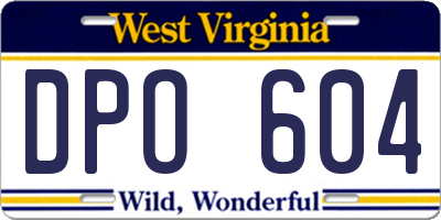 WV license plate DPO604
