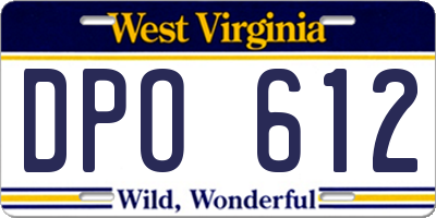 WV license plate DPO612
