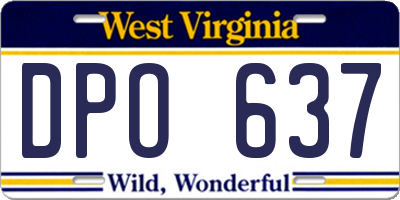 WV license plate DPO637