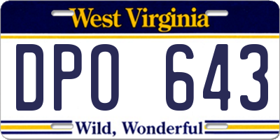 WV license plate DPO643