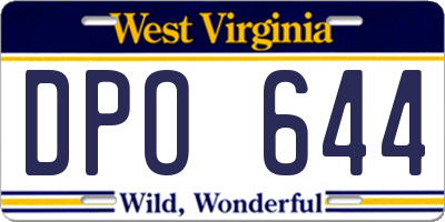 WV license plate DPO644