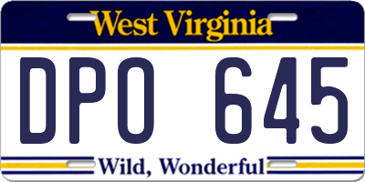 WV license plate DPO645