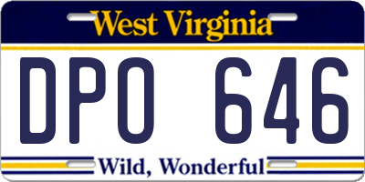 WV license plate DPO646