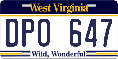 WV license plate DPO647