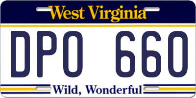 WV license plate DPO660