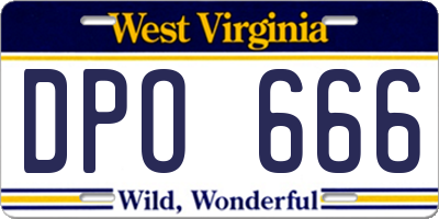 WV license plate DPO666