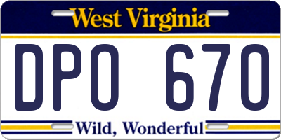 WV license plate DPO670