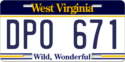 WV license plate DPO671