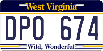 WV license plate DPO674