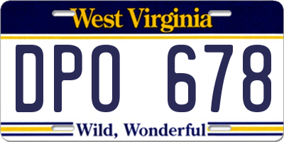 WV license plate DPO678