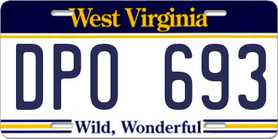 WV license plate DPO693