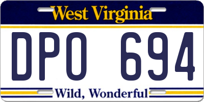 WV license plate DPO694