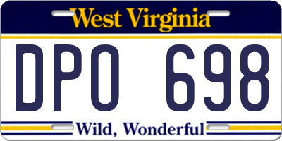 WV license plate DPO698