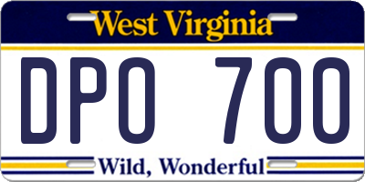 WV license plate DPO700