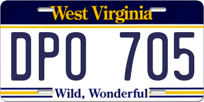 WV license plate DPO705