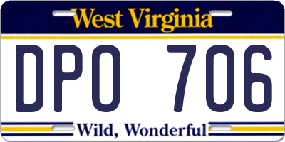 WV license plate DPO706