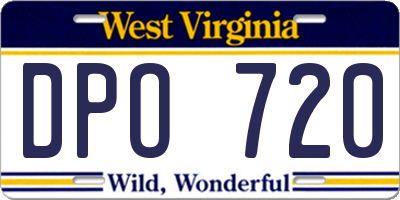 WV license plate DPO720