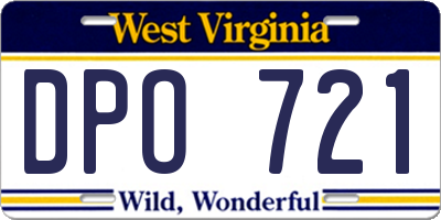 WV license plate DPO721