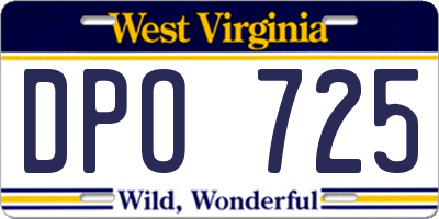 WV license plate DPO725
