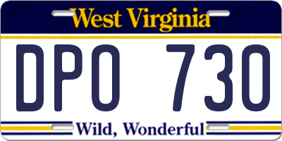 WV license plate DPO730