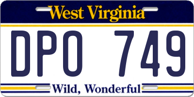 WV license plate DPO749