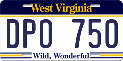 WV license plate DPO750