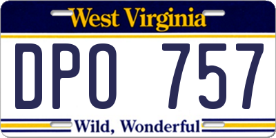 WV license plate DPO757