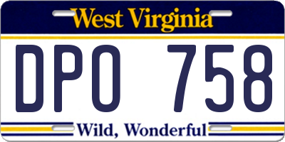 WV license plate DPO758