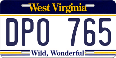 WV license plate DPO765
