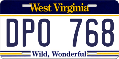 WV license plate DPO768