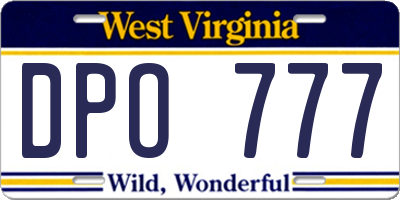WV license plate DPO777