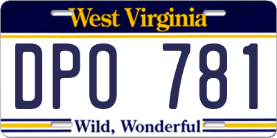 WV license plate DPO781