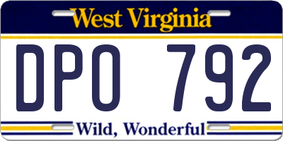 WV license plate DPO792