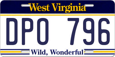 WV license plate DPO796