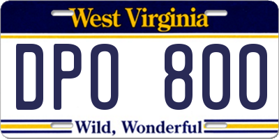 WV license plate DPO800