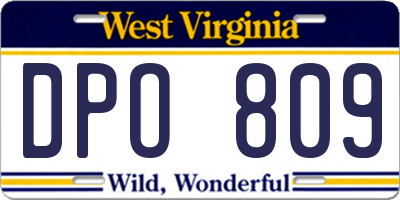WV license plate DPO809