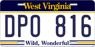 WV license plate DPO816